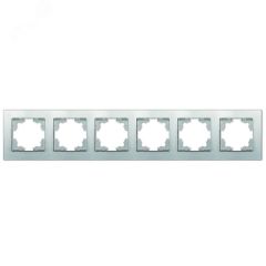 Рамка шестиместная горизонтальная серия Афина серебро (еврослот) Универсал A1043-S