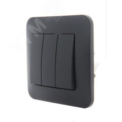 KARINA Выключатель тройной чёрный бархат  (10шт/120шт) Lezard 707-4288-109