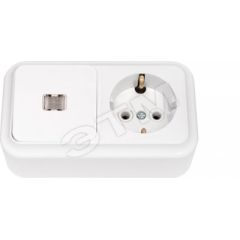 Беларусь Блок: выключатель одноклавишный + розетка с заземлением В-РЦ-657 БелТИЗ в-рц-657