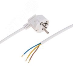 Шнур электрический с вилкой ПВС 3х0,75 мм, 3м, белый REXANT 11-1310