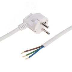 Шнур электрический с вилкой ПВС 3х1,5 мм, 1,5м, белый REXANT 11-1323
