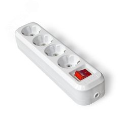 Колодка удлинителя 4 поста с выключателем с заземлением Универсал S304