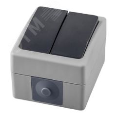 Выключатель двухклавишный, серия Велена, серый/графит, STEKKER PSW10-121-54