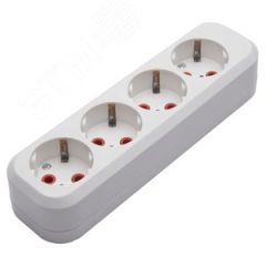 Розетка для удлинителя 4-местная с/з, белый, STEKKER PST16-410-20
