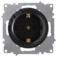 Розетка с заземлением, защитные шторки, винтовые контакты, цвет чёрный (серия Florence) OneKeyElectro 2172810