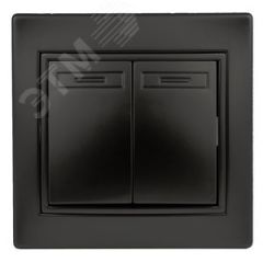 Выключатель Intro Plano 1-104-05 двухклавишный, 10А-250В, IP20, СУ, антрацит ЭРА Б0053765