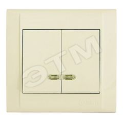 Defne Выключатель двухклавишный с подсветкой бежевый Makel 42010023