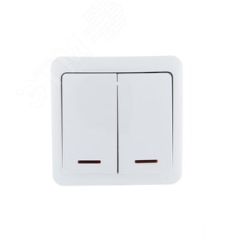 VIOLA Выключатель двойной с подсветкой белый (12шт/144шт) Lezard 751-0200-112