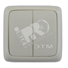 Выключатель двухклавишный наружный с изоляционной пластиной с индикацией слоновая кость 16А HEGEL ВА16-154-01