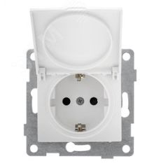 GUSI Bravo механизм розетки 1-ой с/з с з/ш и крышкой,  скрытая  установка, 16А, 250В. Цвет белый. GUSI Electric С10Р91-001