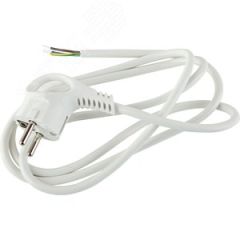 Шнур сетевой с вилкой UX-3x0,75-2m-W с заземлением 2м ПВС 3x0,75мм2 белый ЭРА Б0048690