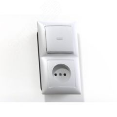 СЕЛЕНА Блок комбинированный с/у выключатель одноклавишный с подсв.+розетка 2К БКВР-417, белый Кунцево 8210