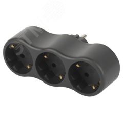 Разветвитель электрический на 3 розетки с заземлением 16А черный SPx-3e-B ЭРА Б0059723