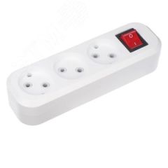 Колодка 3 гнезда с кнопкой без заземления REXANT 11-8705