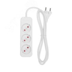 Удлинитель STANDARD 3 гнезда, 1,5 м, 2х1,0 мм2, б/з, белый REXANT 13-4006