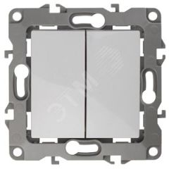 Выключатель двойной, 10АХ-250В, Эра12, белый,12-1104-01 ЭРА Б0014645