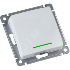 MASTER Переключатель одноклавишный с индикацией, скрытой установки, в рамку, белый HEGEL ВС10-462