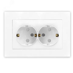 Розетка двухместная серия Афина с/з, с/у, з/ш 16А, 220В, белая (еврослот) Универсал A0050