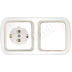 Беларусь Блок скрытый: выключатель одноклавишный + розетка 2К+З Гармония Люкс БелТИЗ В-РЦ-495 зол