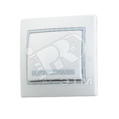 Выключатель одноклавишный, белый, с серой вставкой Lezard 701-0215-100