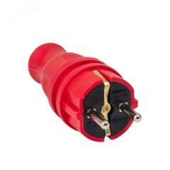 Вилка красная каучуковая прямая 230В 2P+PE 16A IP44 PRO EKF RPS-011-16-230-44-rr
