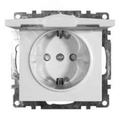 Розетка 1-местная с/з с крышкой, серия Катрин, белый, STEKKER GLS16-7112-01