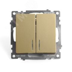 Выключатель двухклавишный c индикатором (механизм) серия Катрин золото STEKKER STEKKER GLS10-7102-08 49217