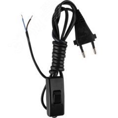 Шнур сетевой с вилкой и проходным выключателем ШВВП 2х0,5 черный 1,7 м УПП-5 ВОС г.СПб 99927948