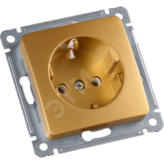 MASTER Розетка одноместная с заземляющим контактом, скрытой установки, в рамку, золото HEGEL РС16-411-07