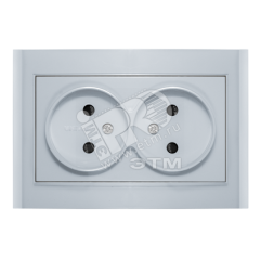 Розетка Бриллиант двойная без заземления с защитной шторкой серебро Универсал 7949773