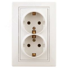 Розетка Intro Plano 1-205-02 с заземлением двойная 2X2P+E Schuko, 16А-250В, IP20, СУ, слоновая кость ЭРА Б0053916