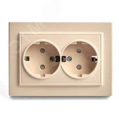 Розетка двухместная с/з,с защитной шторкой,250В, 16А,  серия Эрна, слоновая кость Stekker STEKKER PST16-9014-02 39240