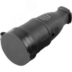 Розетка переносная c/з, с крышкой, 230В,16А,IP44, каучук, черный STEKKER RST16-21-44