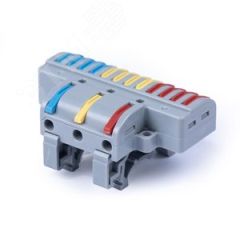 Клемма соединительная универсальная проходная 3-12 полюса с рычагом на DIN-рейку 0.08 Cabeus MX3-12D