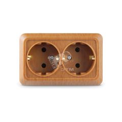 Розетка Олимп двойная с заземлением бук Универсал 7946758