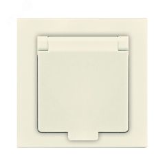 Розетка одноместная с крышкой серия Афинас/з, с/у, 16А, 220В, слоновая кость (ivory) (еврослот) Универсал A0029-I
