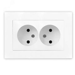Розетка двухместная серия Афина б/з, с/у, 16А, 220В, белая (еврослот) Универсал A0102