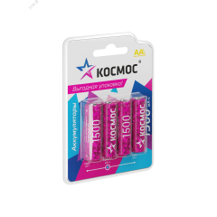 Аккумулятор 1500мАч R6 (AA) NiMH 4BL, КОСМОС KOCR6NIMH1500mAh4BL