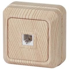 Розетка телефонная RJ11, ОУ, Quadro, сосна, 2-302-11 ЭРА Б0027663