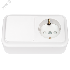 Беларусь Блок наружный: выключатель одноклавишный + розетка с заземлением со шторками БелТИЗ В-РЦ-577