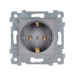 Аксиома  Механизм розетки одноместной с заземляющим контактом скрытой установки РС16-453 Алюминий Кунцево 121019