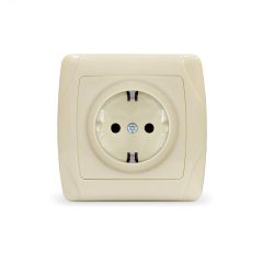 Маргарита розетка одноместная  с/з, с/у, 16А, 220В, сл.кость (ivory) (еврослот) Универсал М0028-I