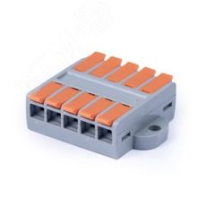 Клемма соединительная универсальная проходная 5 полюсов с рычагом 0.5-6.0 (1шт) Cabeus MX662-5R