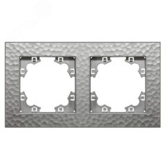 Рамка фактурная 2 поста универсальная UNIVersal серия Афина серебро (еврослот) Универсал A10044-S