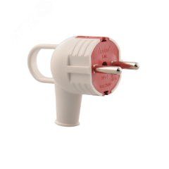 Вилка с заземлением с ручкой белая с красным Lezard 715-0201-602