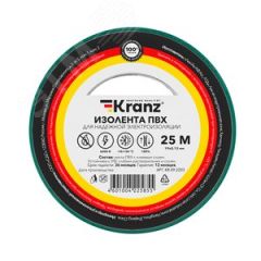 Изолента ПВХ KRANZ 0.13х19 мм, 25 м, зеленая 5шт Kranz KR-09-2203