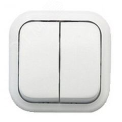 Валентина Выключатель открытой установки          двухклавишный А56-025 Кунцево 7634