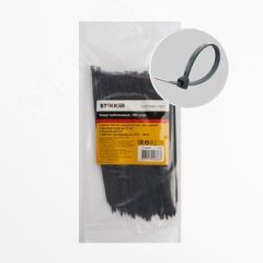 Хомут нейлоновый 2,5x150 мм, d пучка max 35 мм, нагрузка 8 кг, черный, (100шт в упак), STEKKER NYCT25-150