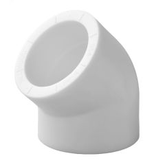 Угольник 50 мм 45 град., полипропиленовый, белый Политэк 9400005045