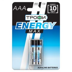 Батарейка Трофи LR03-2BL ENERGY MAX Alkaline (60/480/19200) ЭРА Б0018946